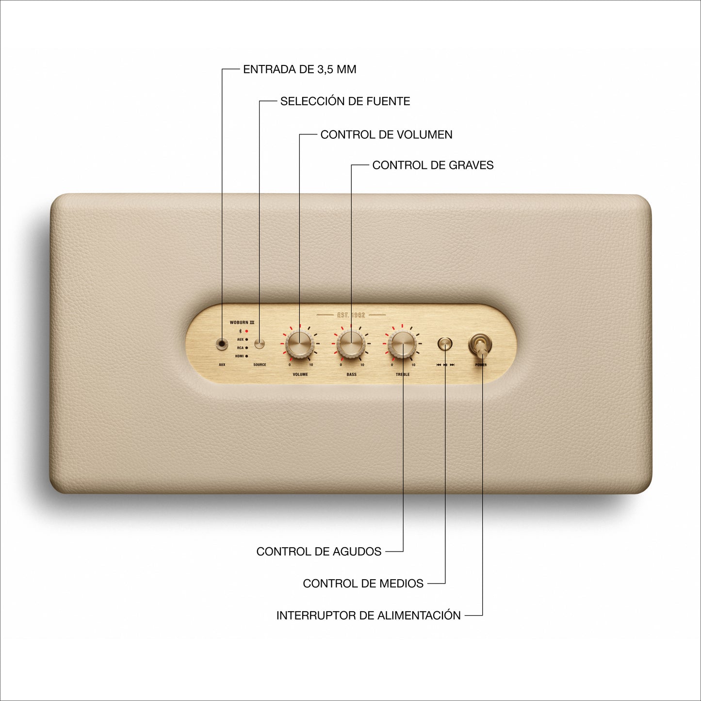 Altavoz Bluetooth Woburn III de Marshall - Crema