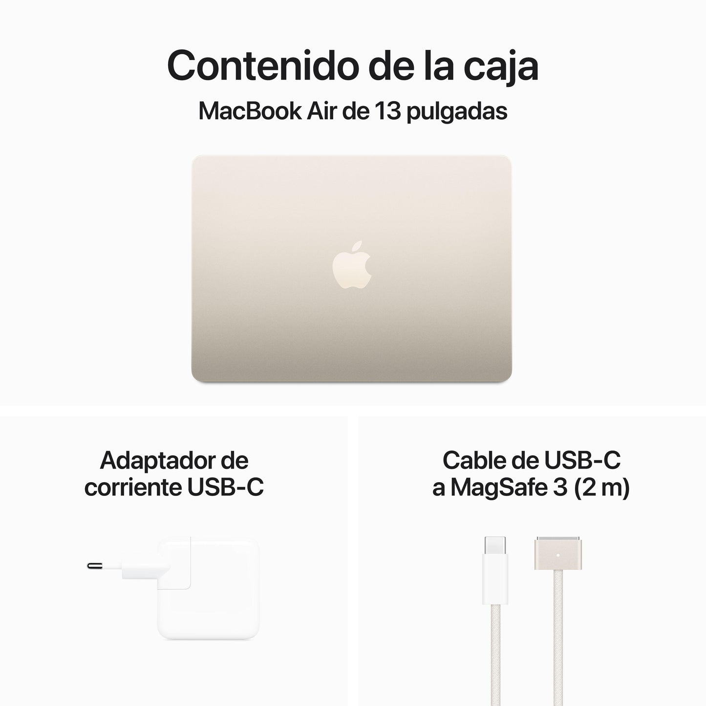 MacBook Air de 13 pulgadas: Chip M3 de Apple con CPU de ocho núcleos y GPU de diez núcleos, 512 GB SSD - Blanco estrella