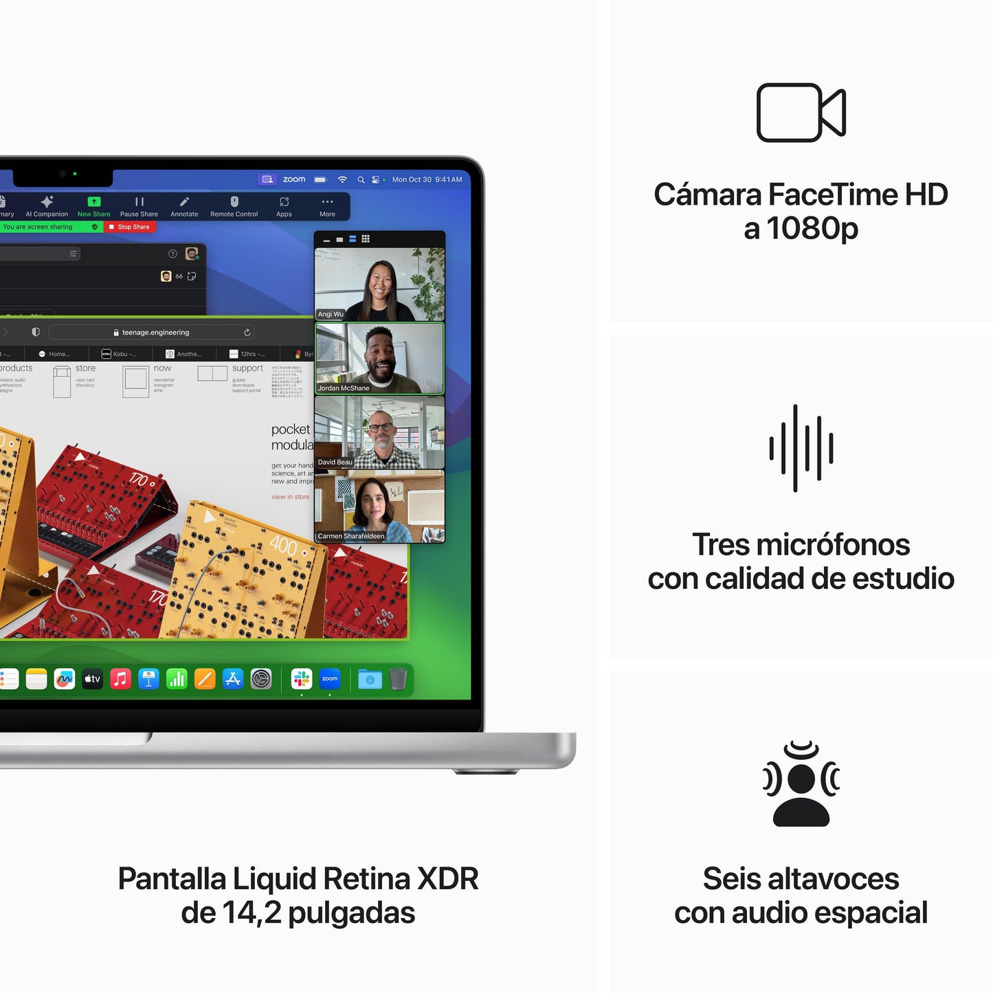 MacBook Pro de 14 pulgadas: Chip M3 Max de Apple con CPU de catorce núcleos y GPU de treinta núcleos, 1 TB SSD - Plata