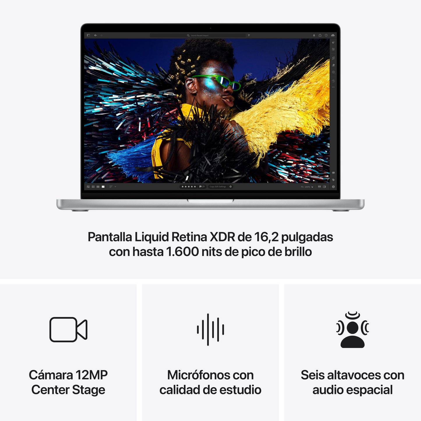 MacBook Pro de 16 pulgadas: Chip M4 Max de Apple con CPU de 16 núcleos y GPU de 40 núcleos, 1 TB SSD - Plata