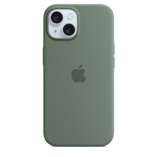 Funda para iPhone 15 de silicona con MagSafe - Ciprés